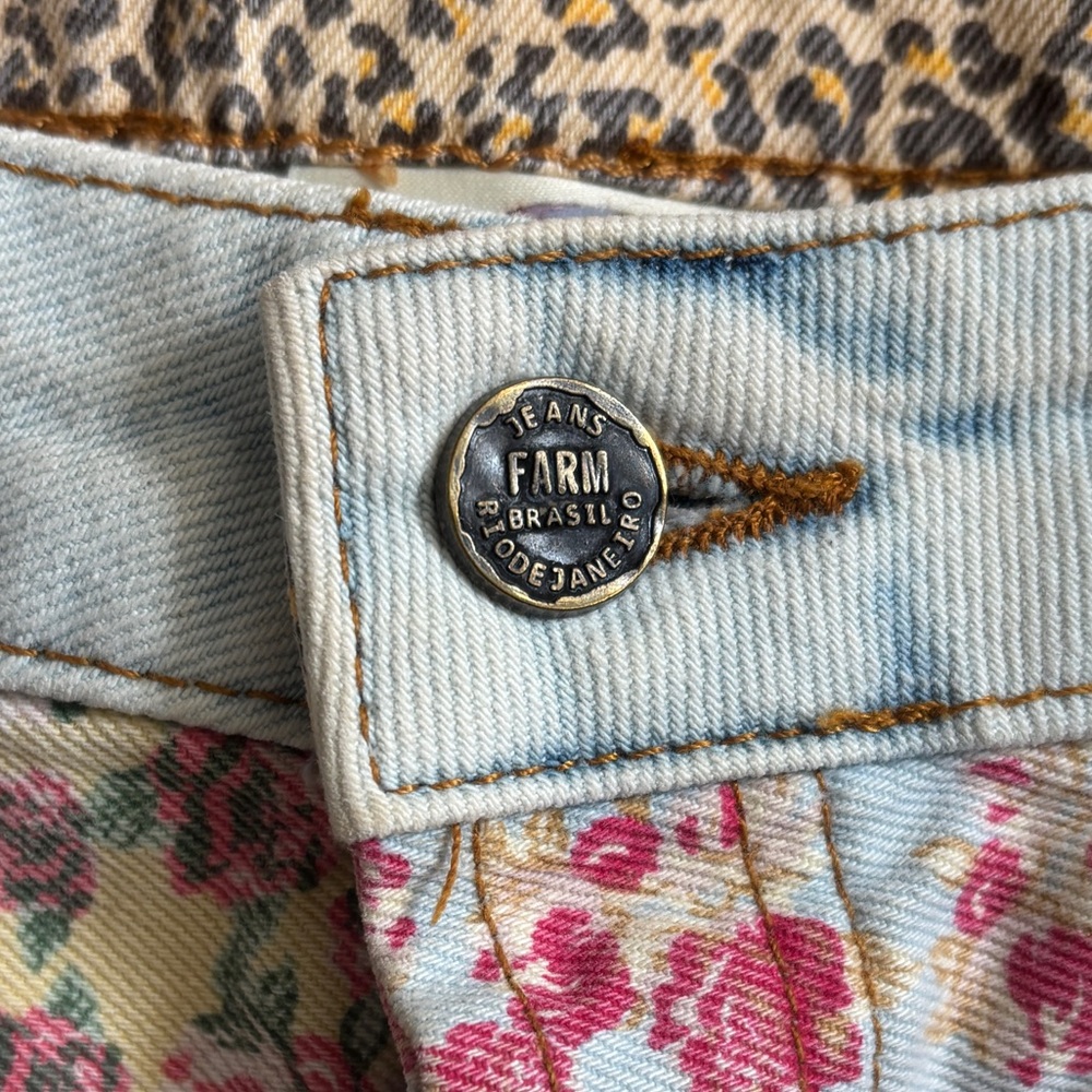 Anthropologie X Farm Rio High-Rise Patchwork Denim Shorts Floral Size 29 - Picture 6 of 12